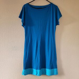Icebreaker Dress Womens Size Small Blue 100% Merino Wool Short Sleeve Active Euc